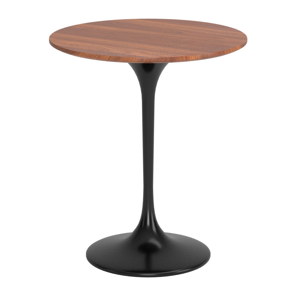 23" Black Manufactured Wood and Steel Round Pedestal End Table