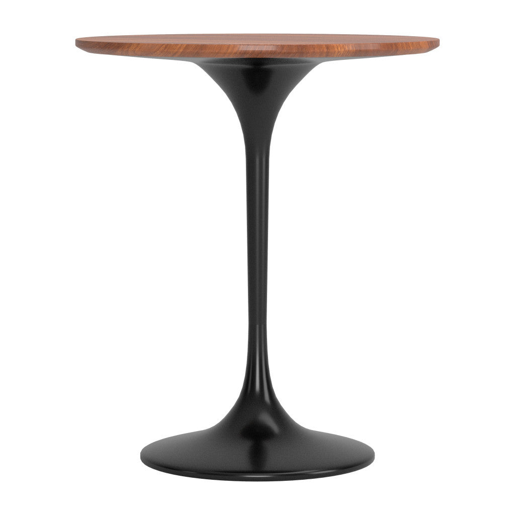 23" Black Manufactured Wood and Steel Round Pedestal End Table