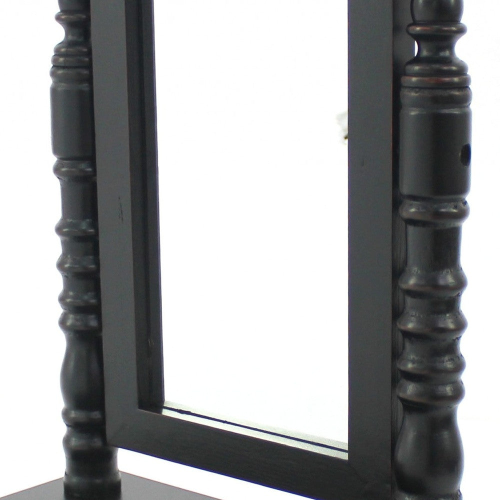 20" Black Wood Framed Makeup Shaving Tabletop Mirror