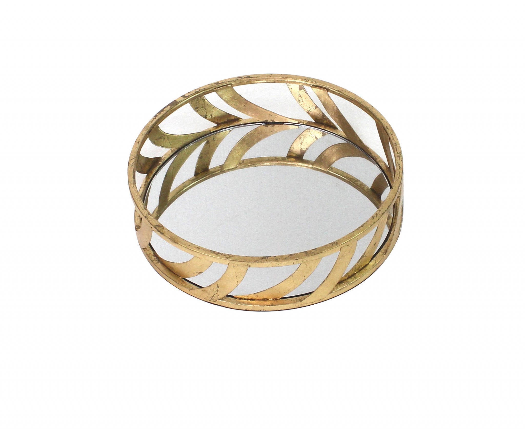 14 X 14 X 4 Gold Streamline Mirror  Tray