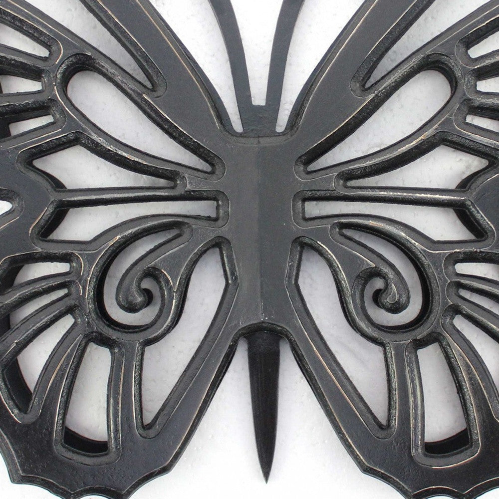 23" X 19" Black Rustic Butterfly Wooden Wall Decor