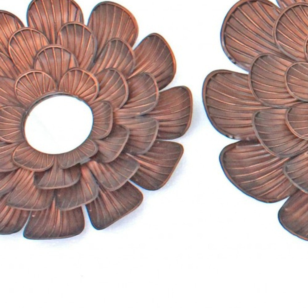 Set of Three Copper Novelty Metal Framed Accent Mirror