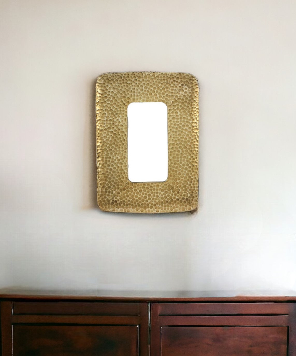 Gold Rectangle Accent Metal Mirror