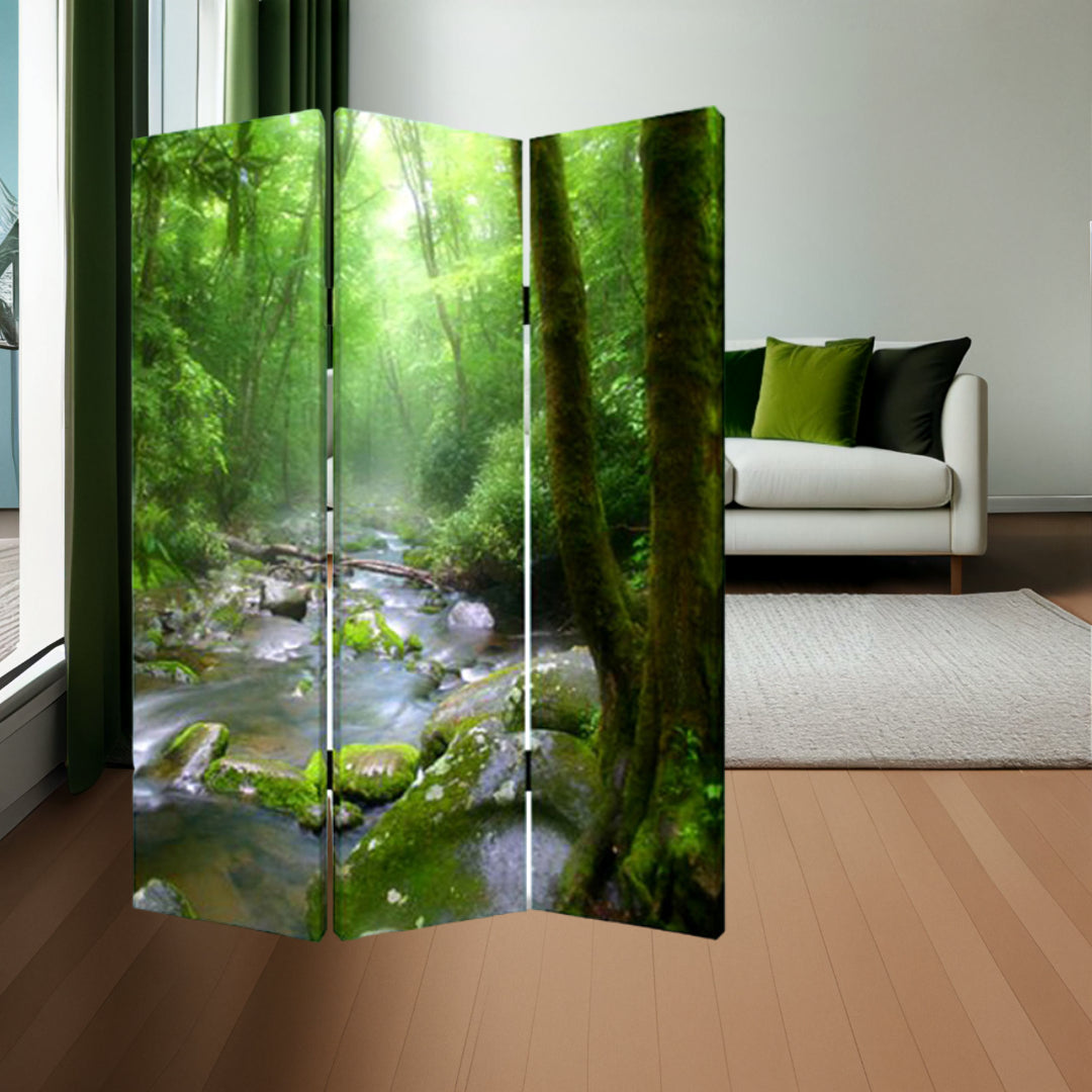 48" X 72" Multi Color Wood Canvas Meadows And Streams  Screen