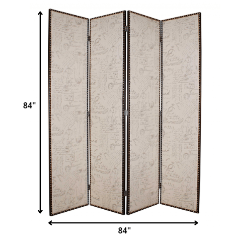 84 X 84 Tan Wood & Fabric  Screen