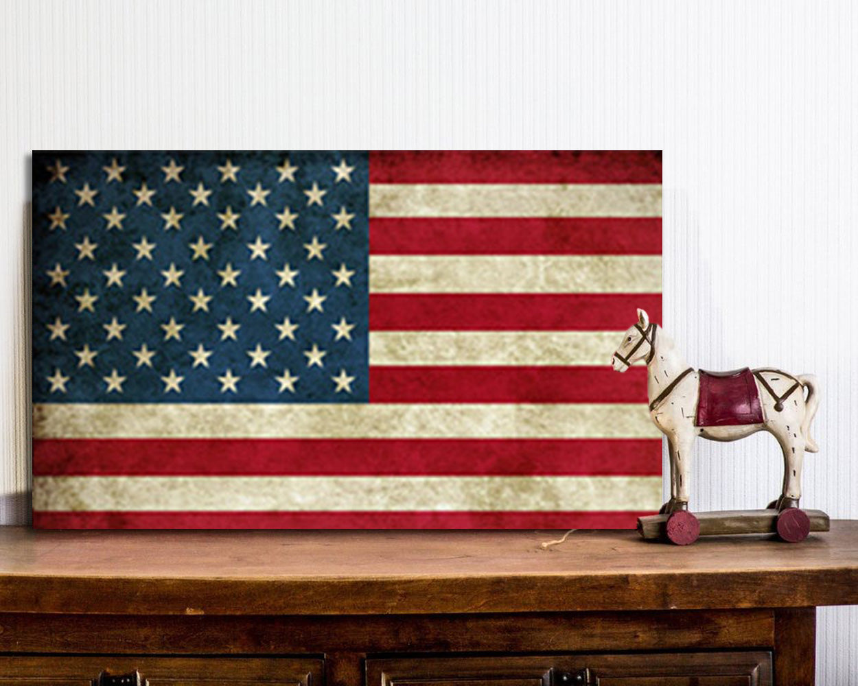 USA Flag Canvas Print Wall Art 2 Piece Set Wall Art