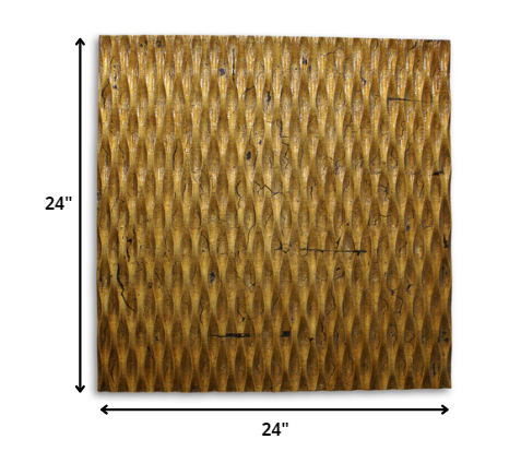 1 x 24 x 24 Gold Metallic Ridge - Wall Art Wood Wall Art