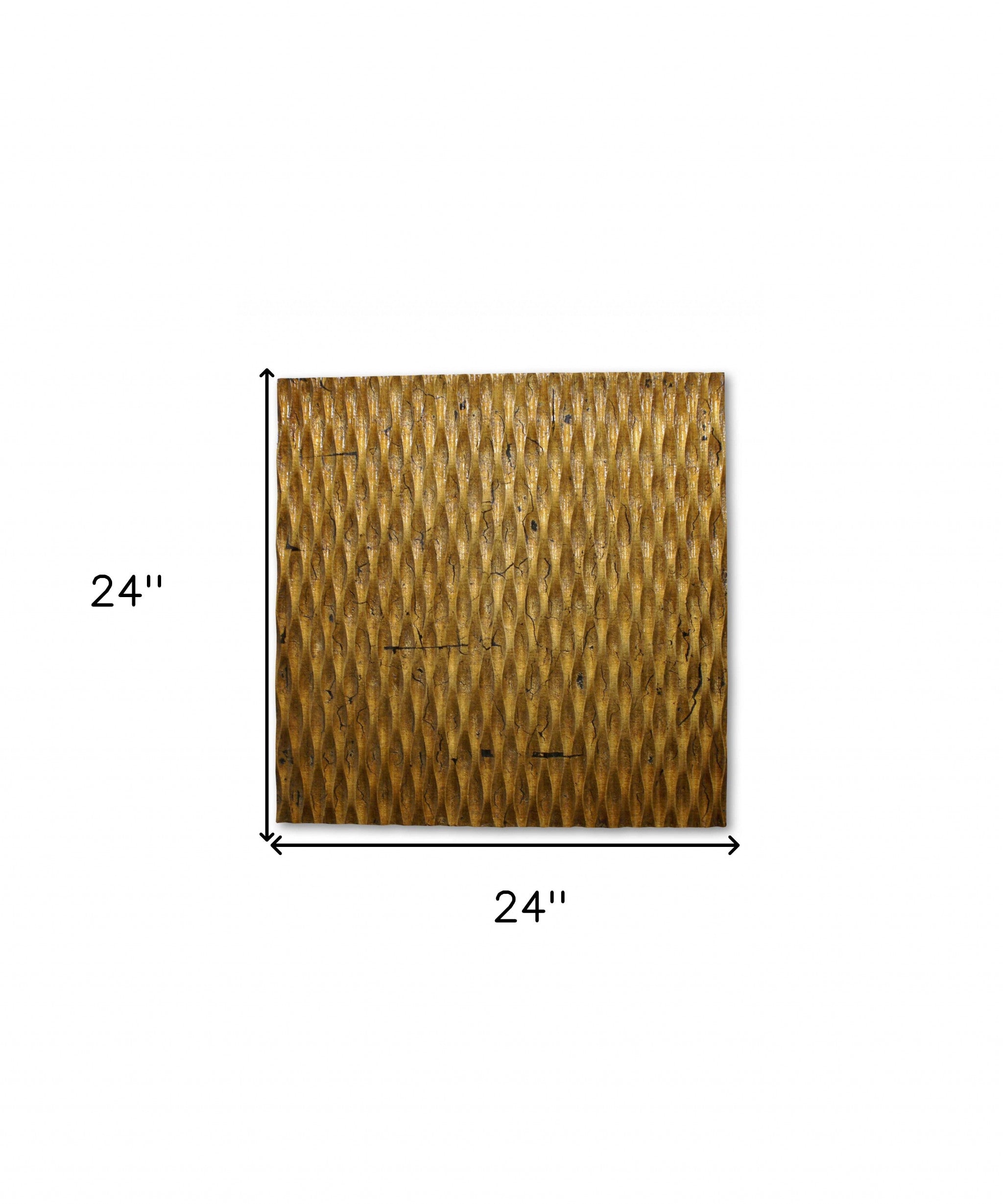 1 x 24 x 24 Gold Metallic Ridge - Wall Art Wood Wall Art