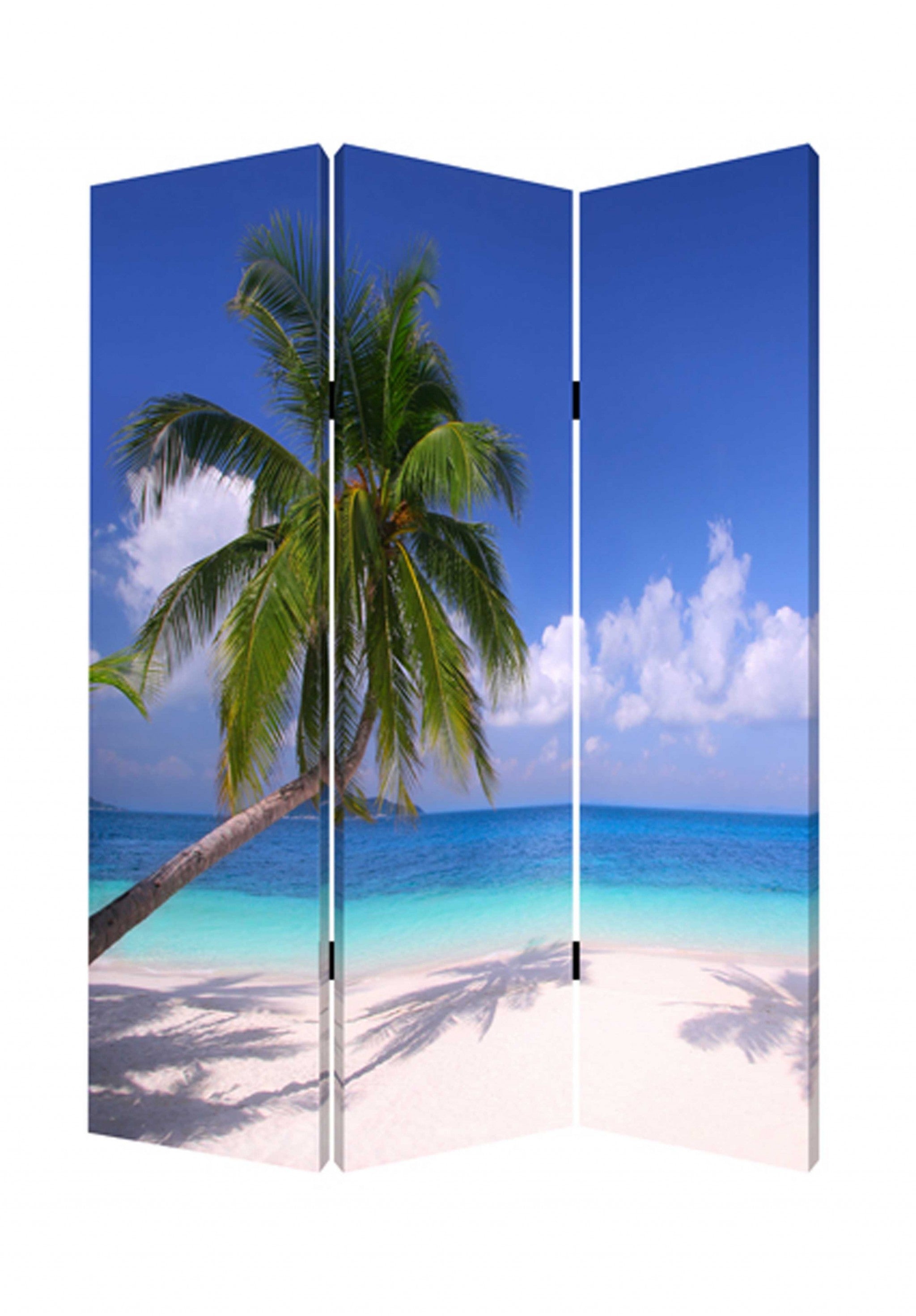 48 X 72 Multi Color Wood Canvas Paradise  Screen