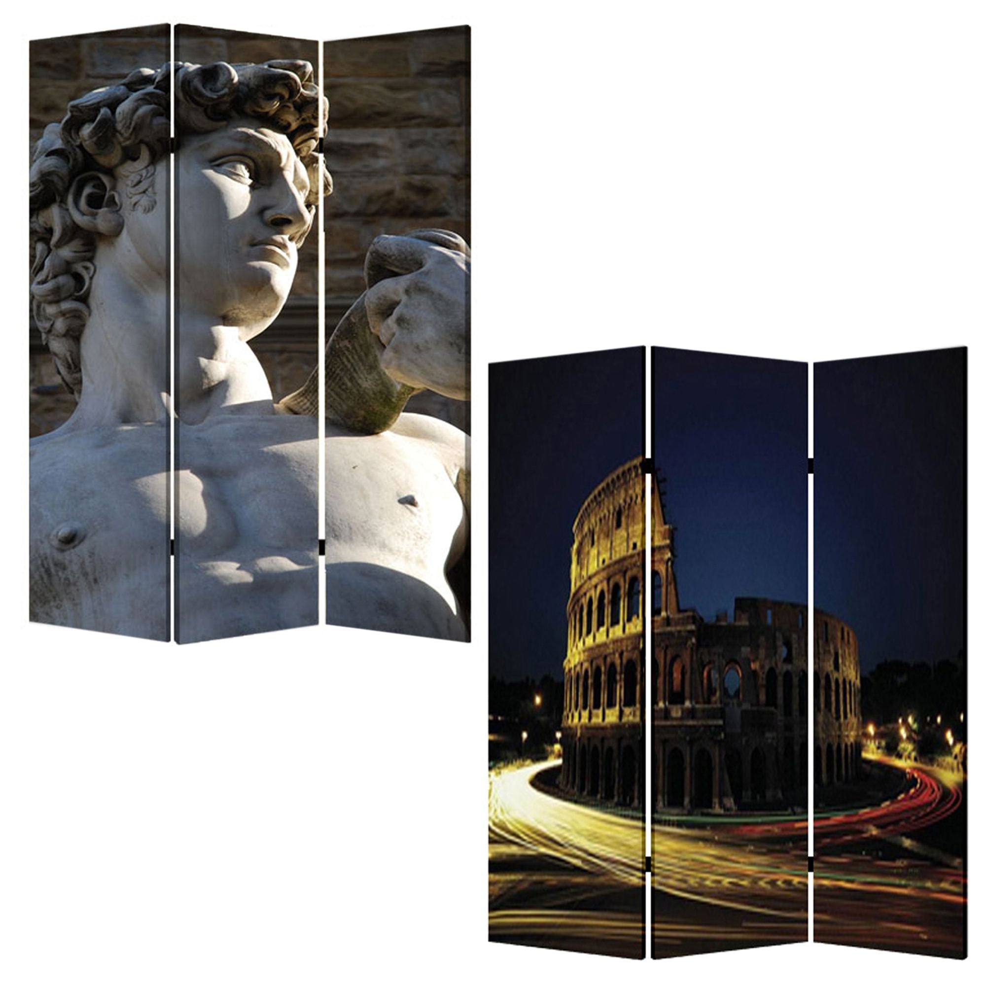 48" X 72" Multi Color Wood Canvas Rome  Screen