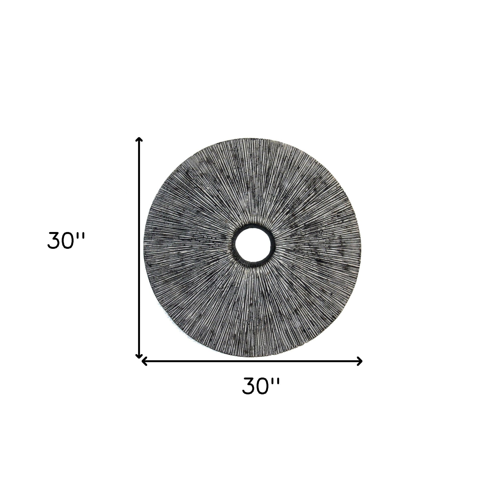 30" X 30" Contemporary Grey Round Rib Wall Art