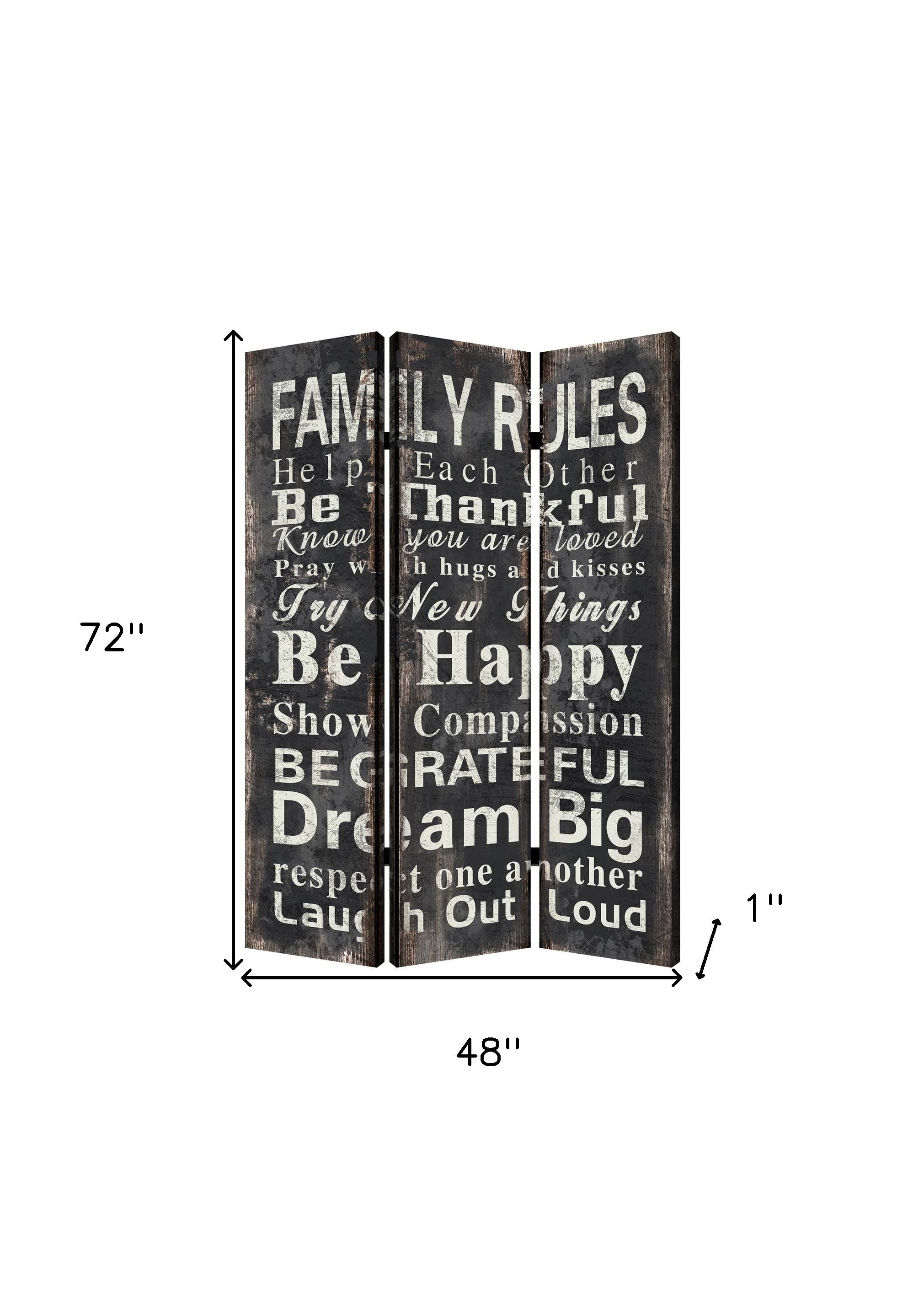 48 X 72 Multi Color Wood Canvas Family Rule  Screen