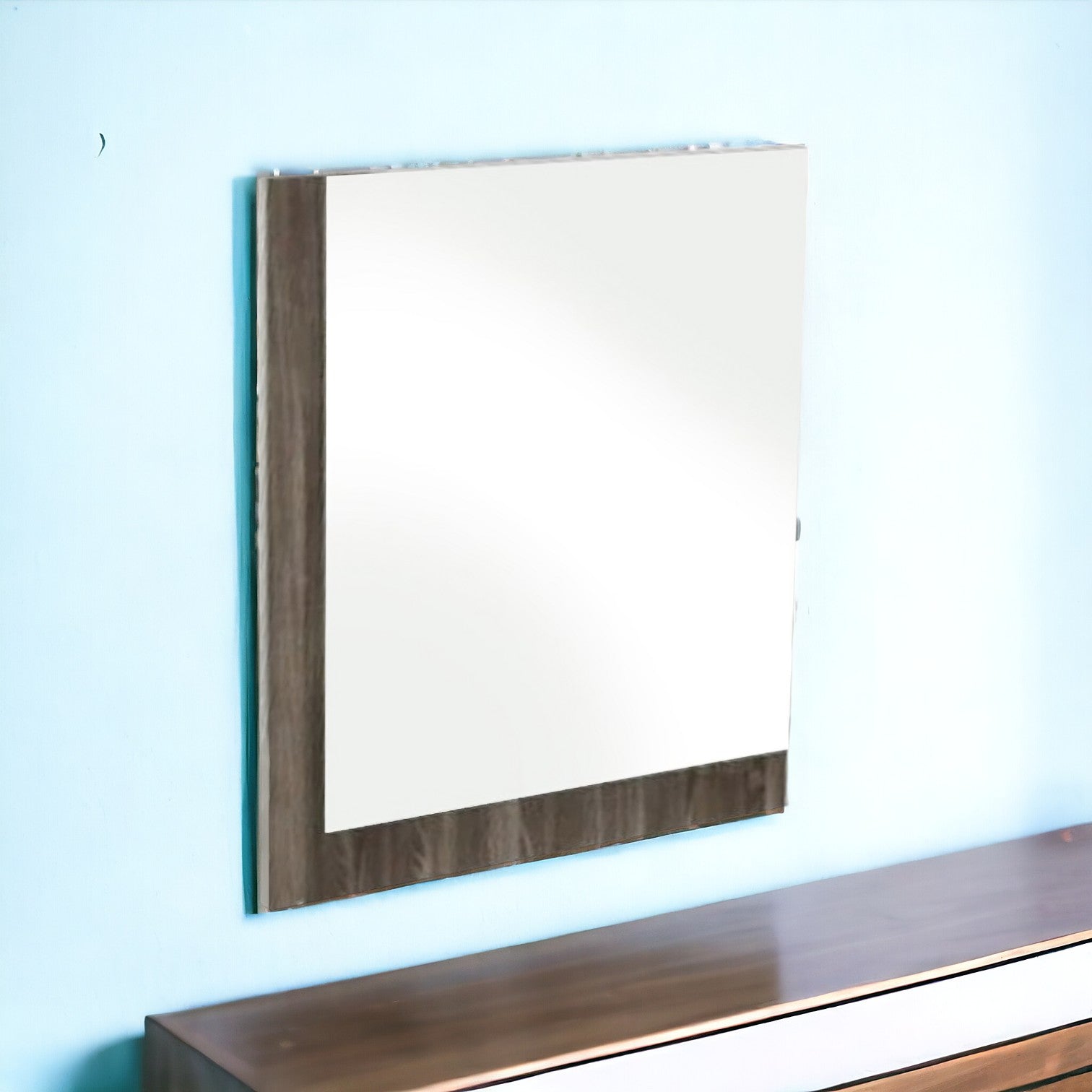 39" Ebony Mdf  Veneer  And Glass Mirror