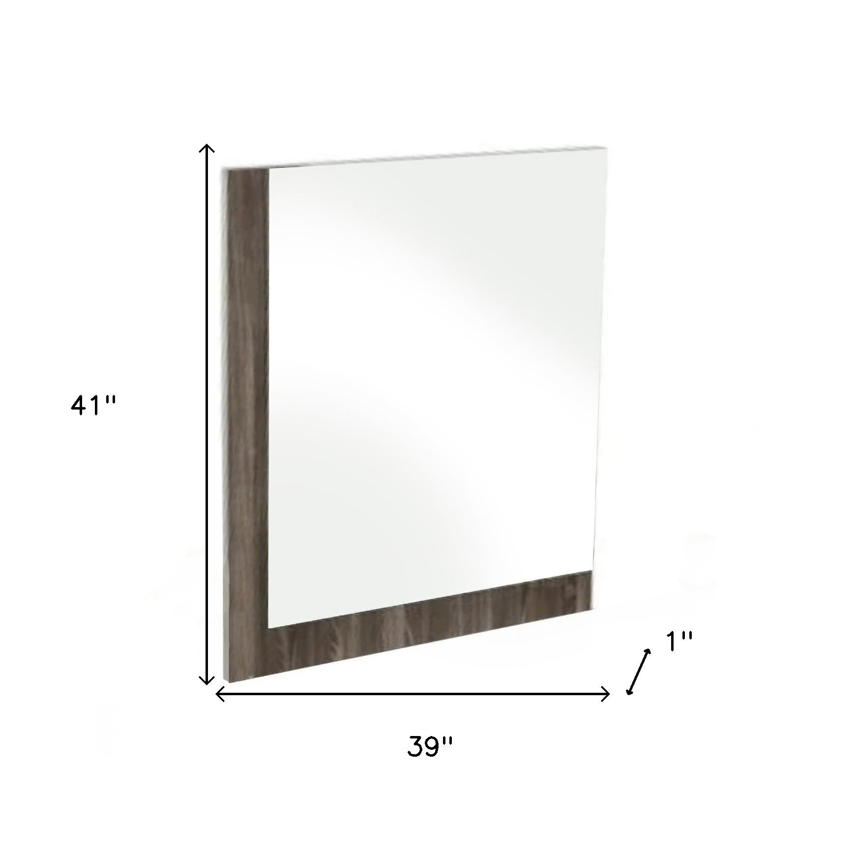 39" Ebony Mdf  Veneer  And Glass Mirror