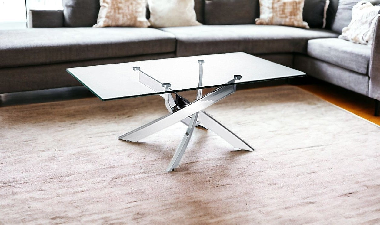 18" Steel And Glass Coffee Table