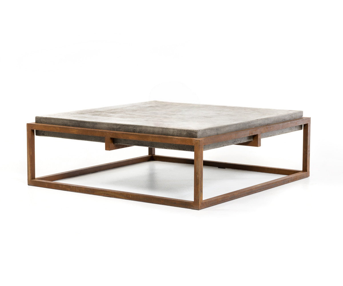 15" Concrete And Metal Coffee Table