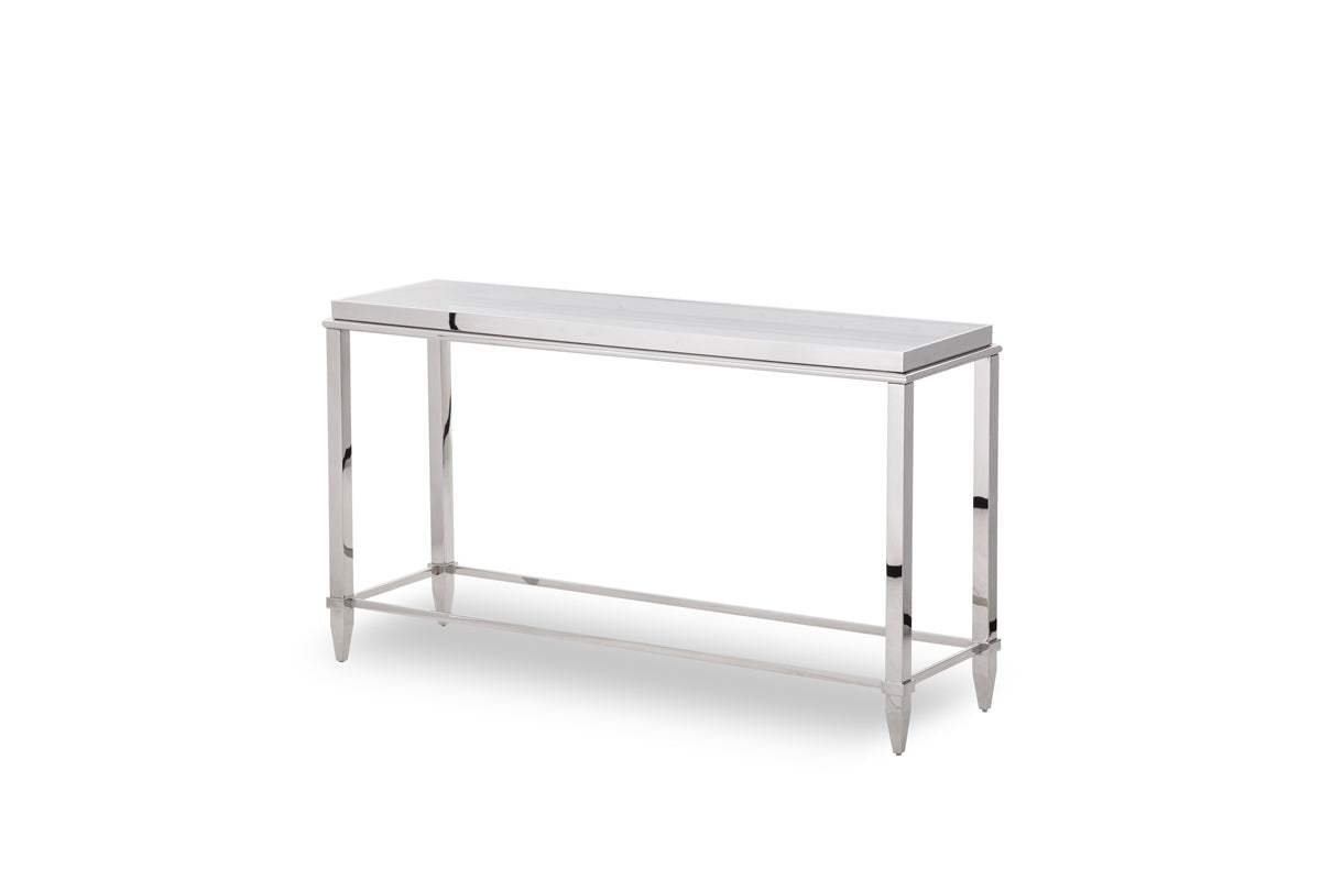 55" Silver Glass Frame Console Table