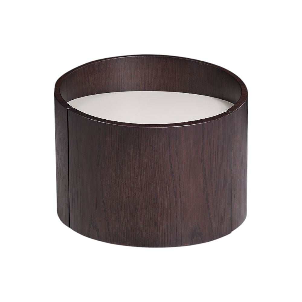 17" Dark Brown Solid Wood Round End Table