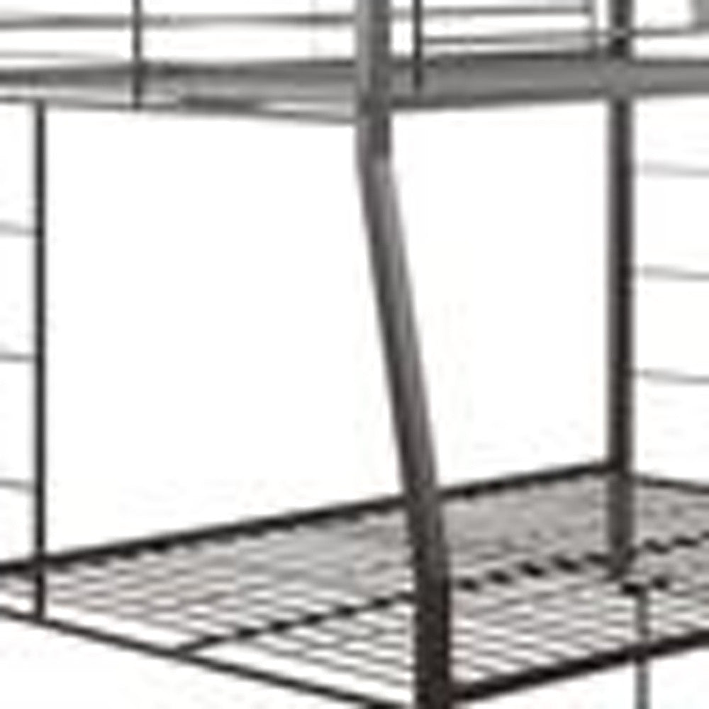 Black Metal Finish Twin Over Full Bunk With Side Ladders