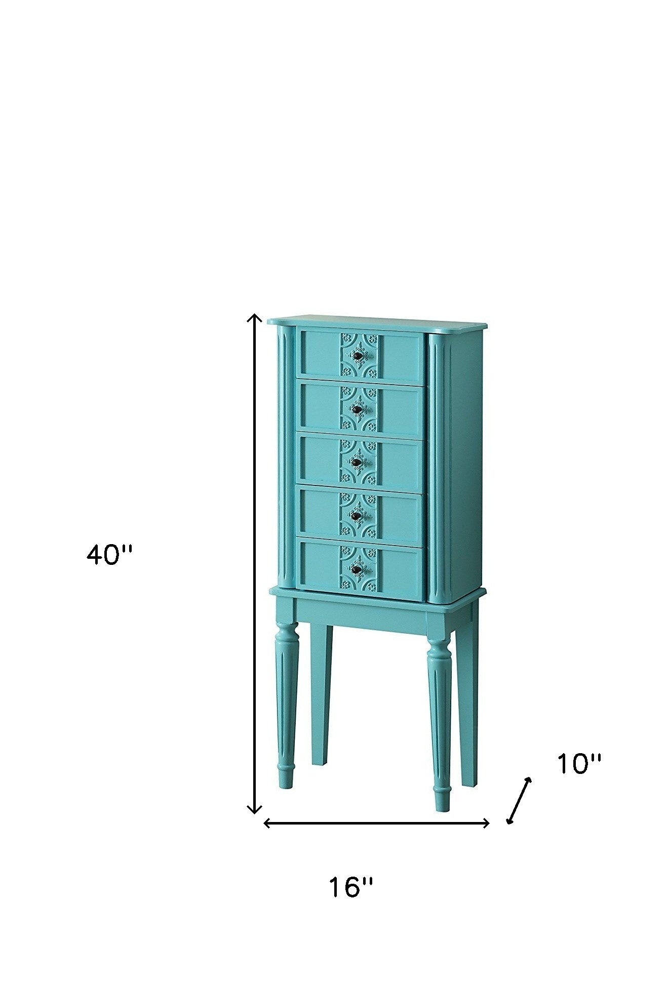 40" Silver 5 Mirrored Nightstand