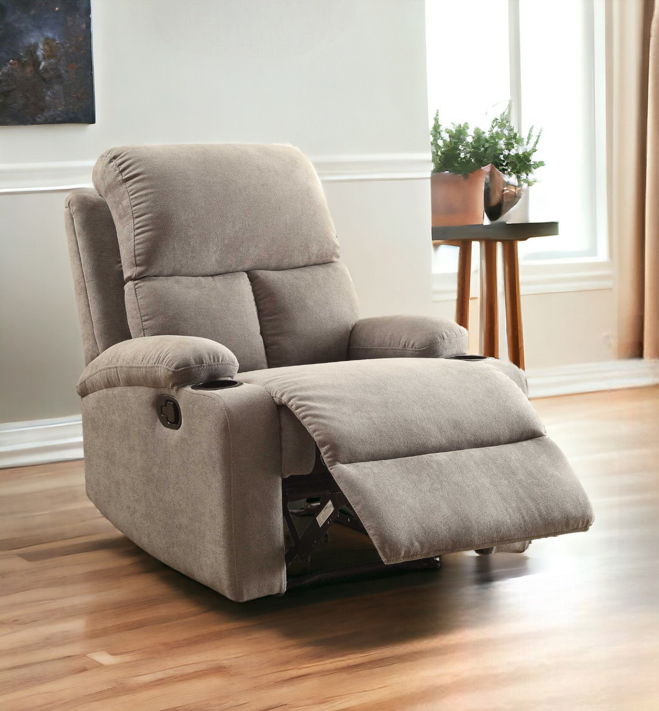 32" Blue Linen Recliner