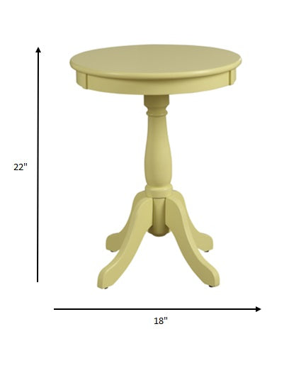 Light Green Solid Wooden Pedestal Side Table