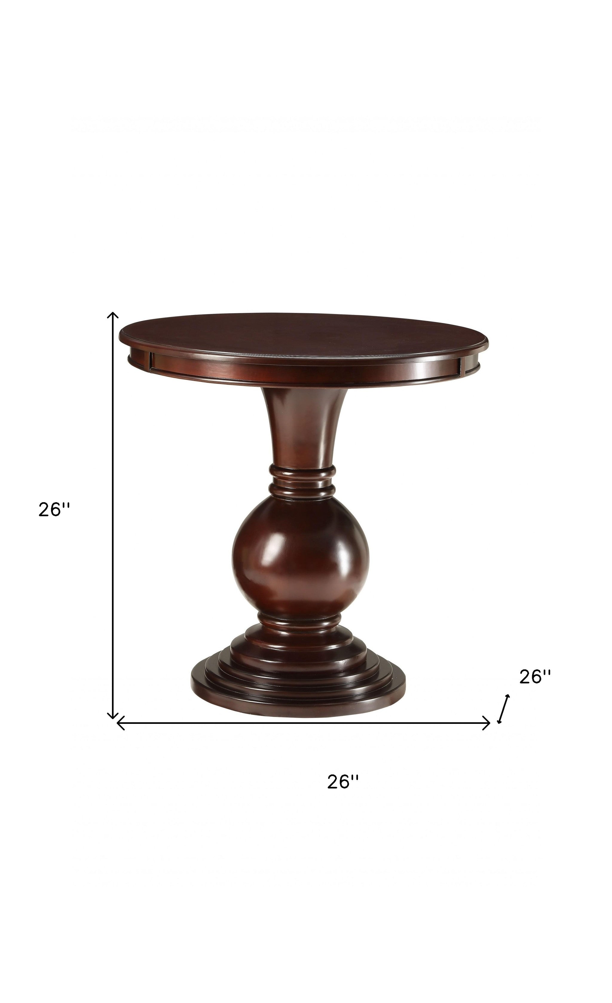 26" Brown Solid Wood Round Pedestal End Table