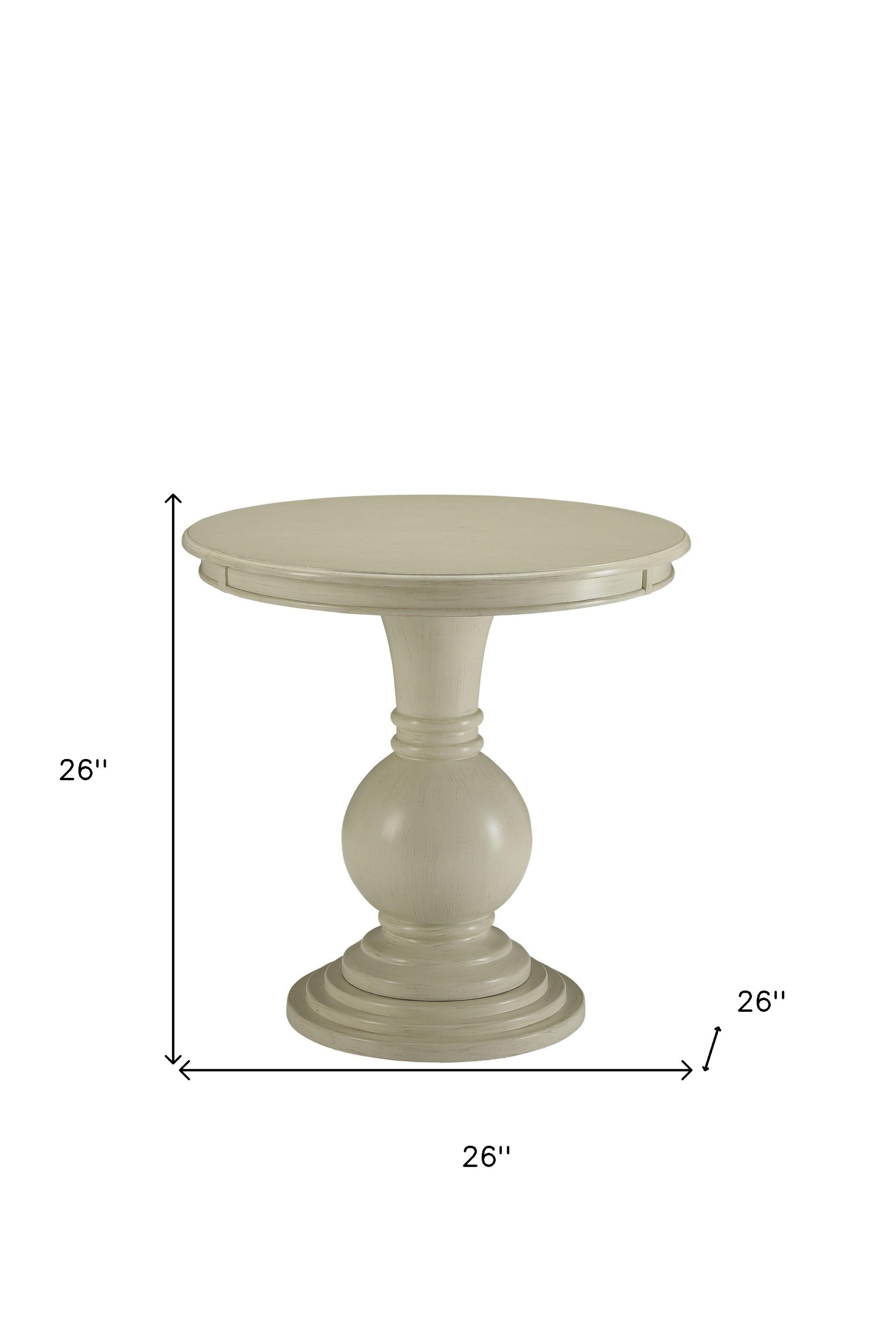 26" Brown Solid Wood Round Pedestal End Table