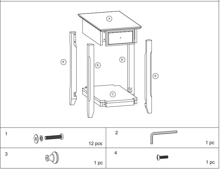 23" Brown Solid Wood End Table