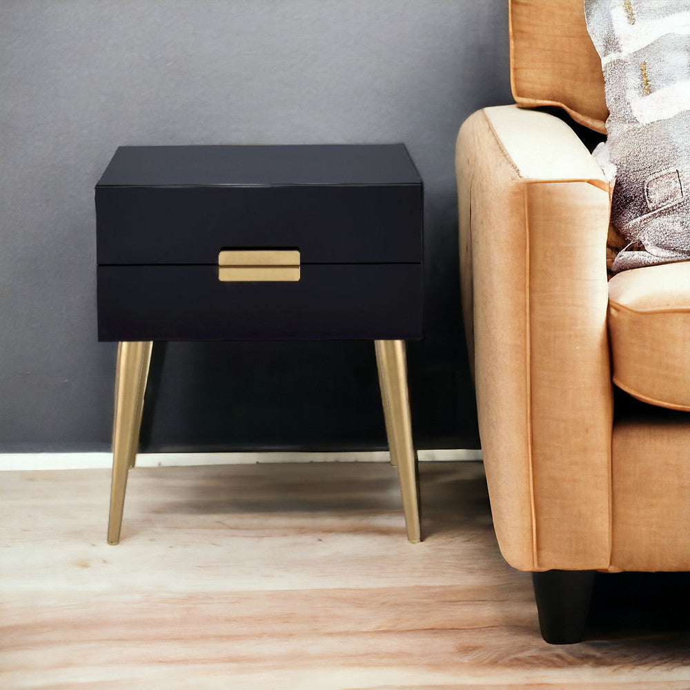 24" Gold And Black End Table