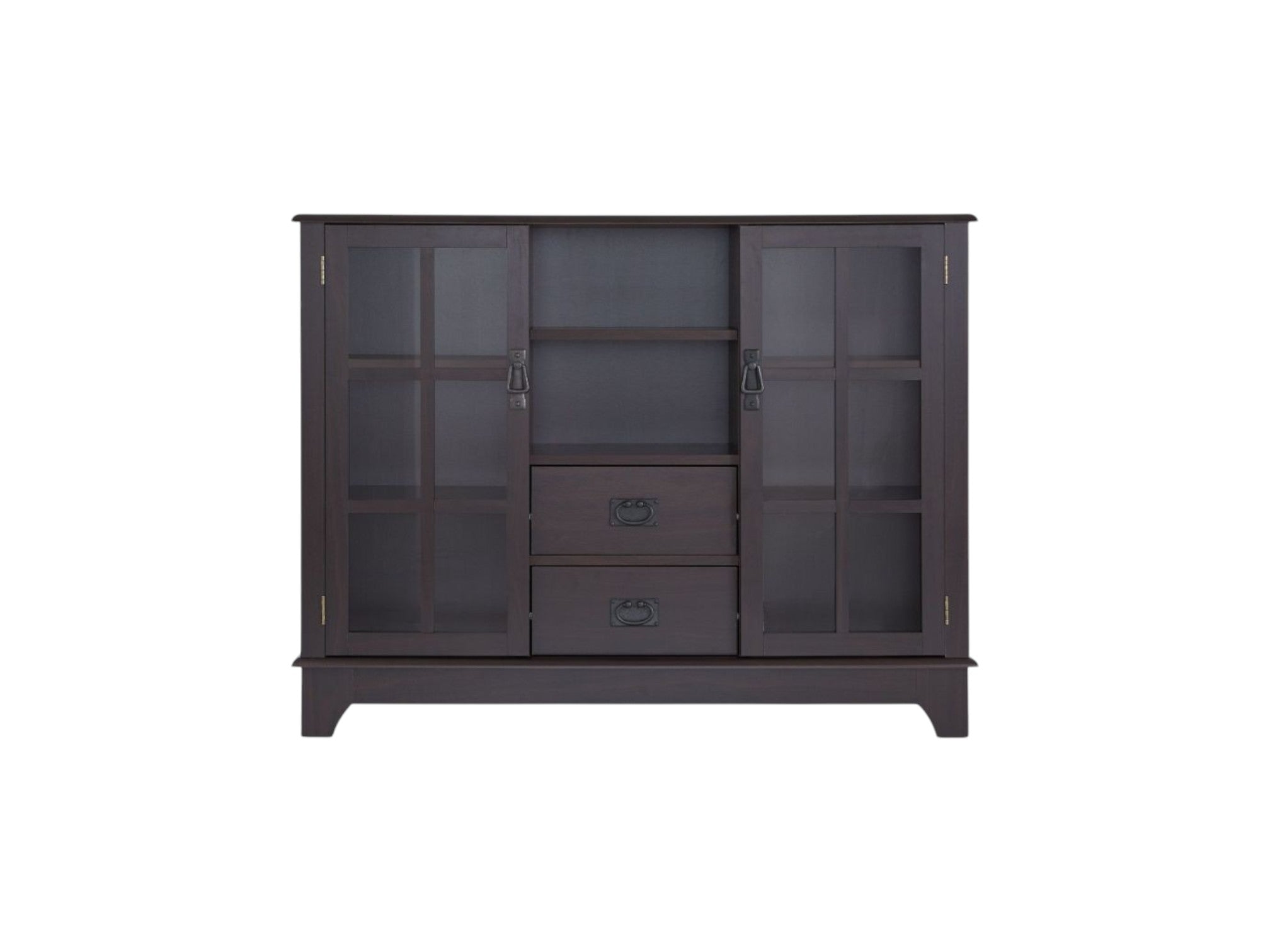 42" Espresso Two Drawer Sideboard with Two Glass Doors