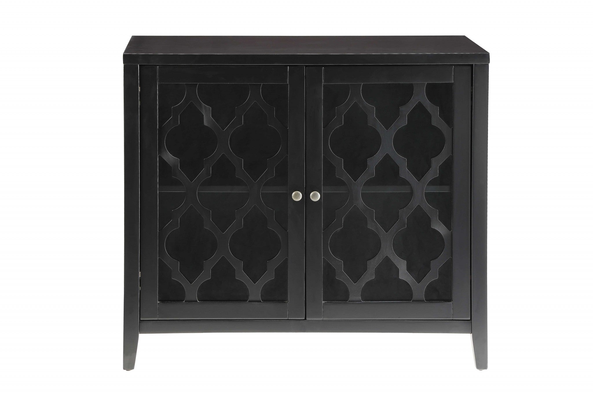 34" Black Sideboard with Glass Doors