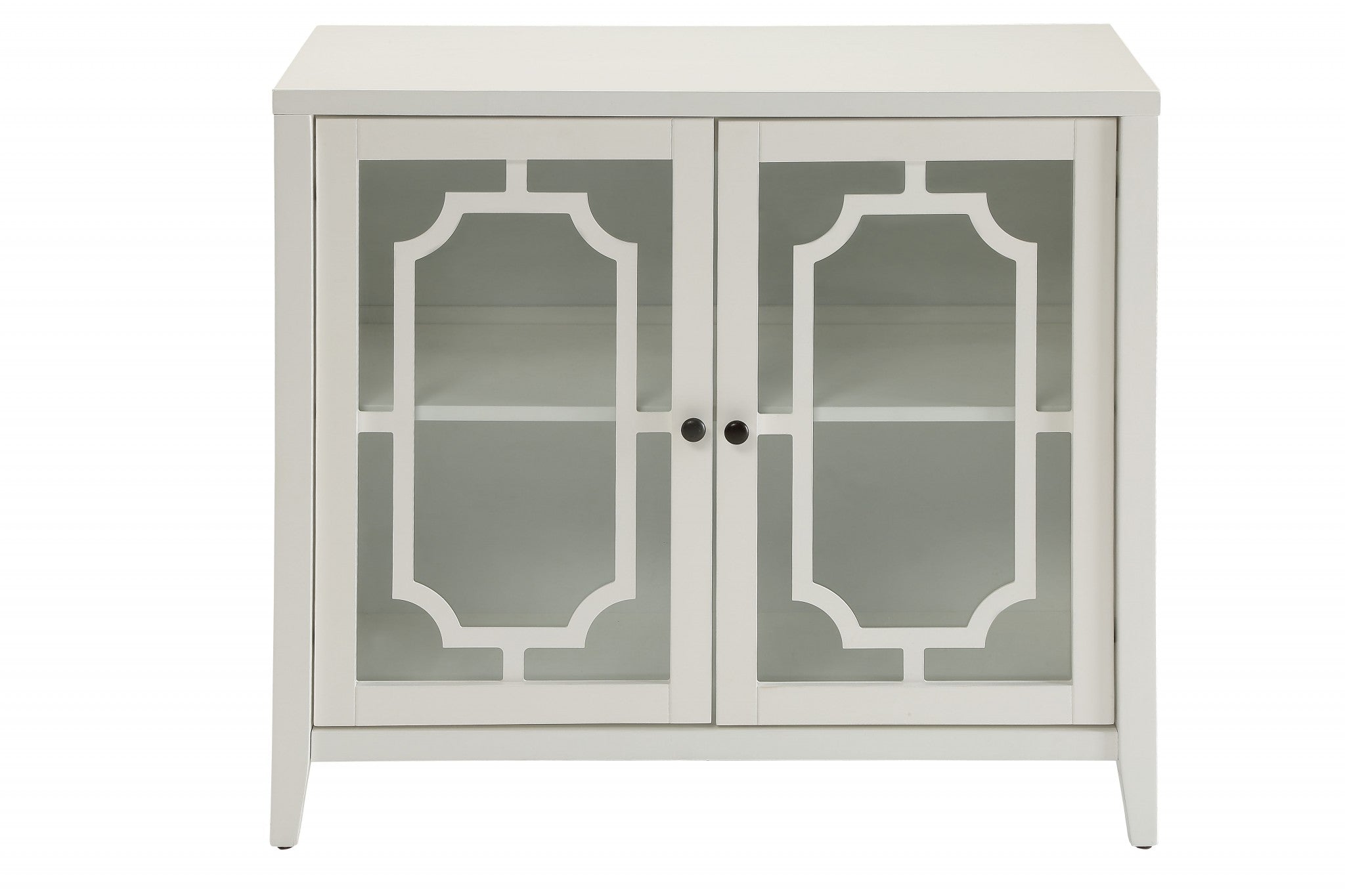 34" White Sideboard with Glass Doors