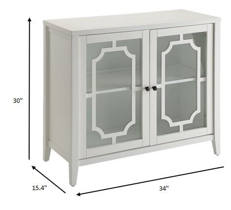 34" White Sideboard with Glass Doors