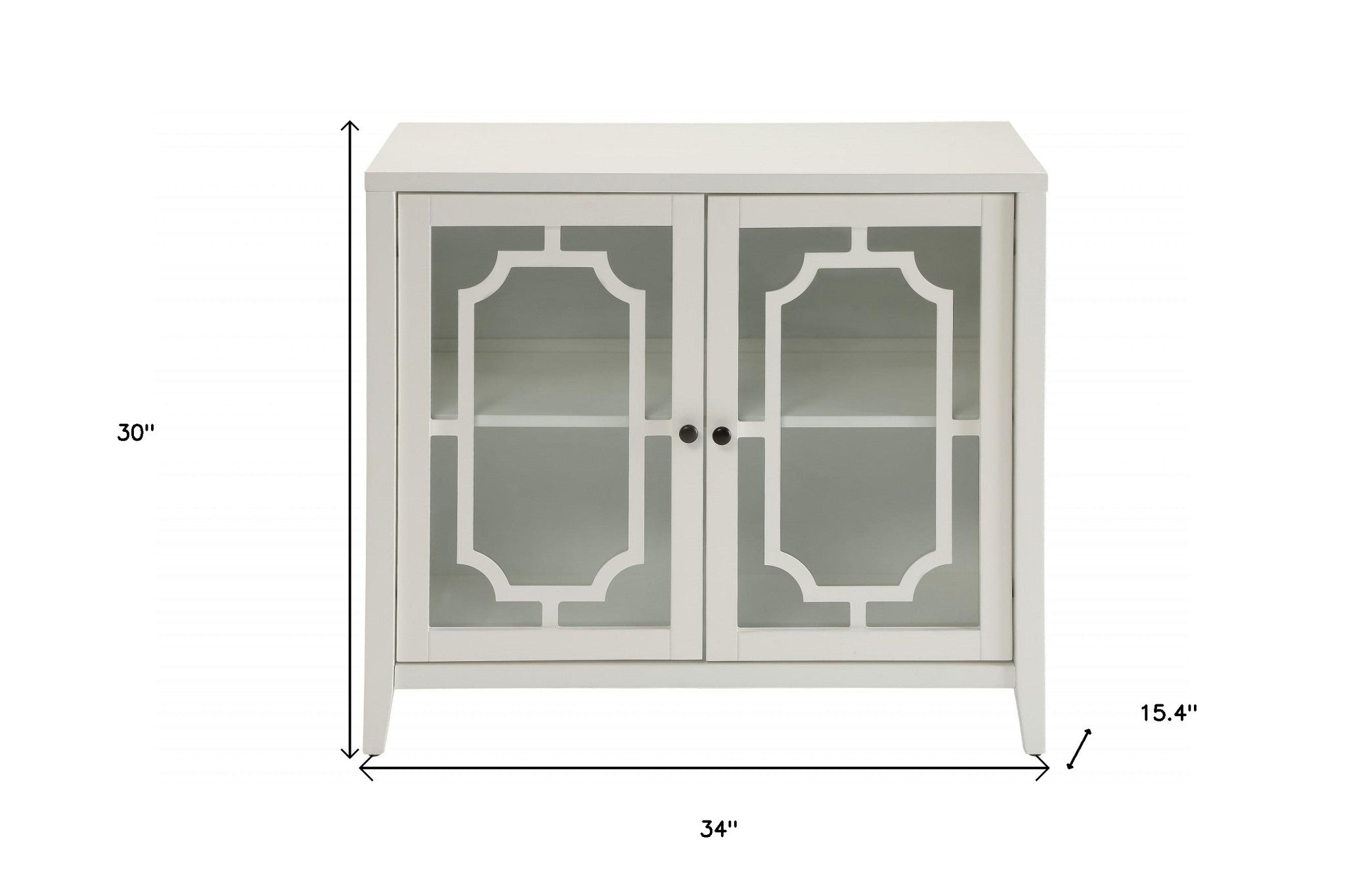 34" White Sideboard with Two Glass Doors