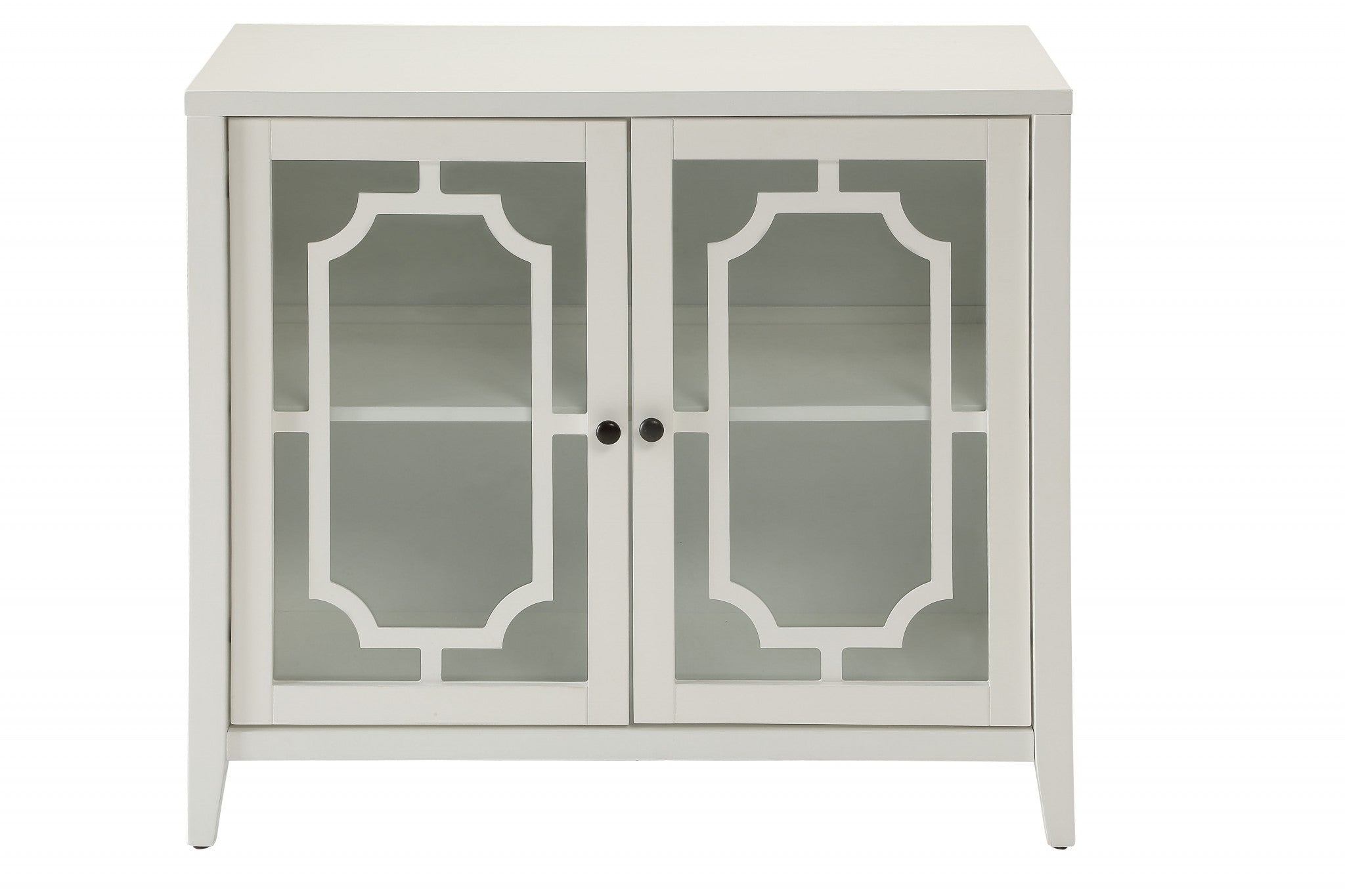 34" White Sideboard with Two Glass Doors