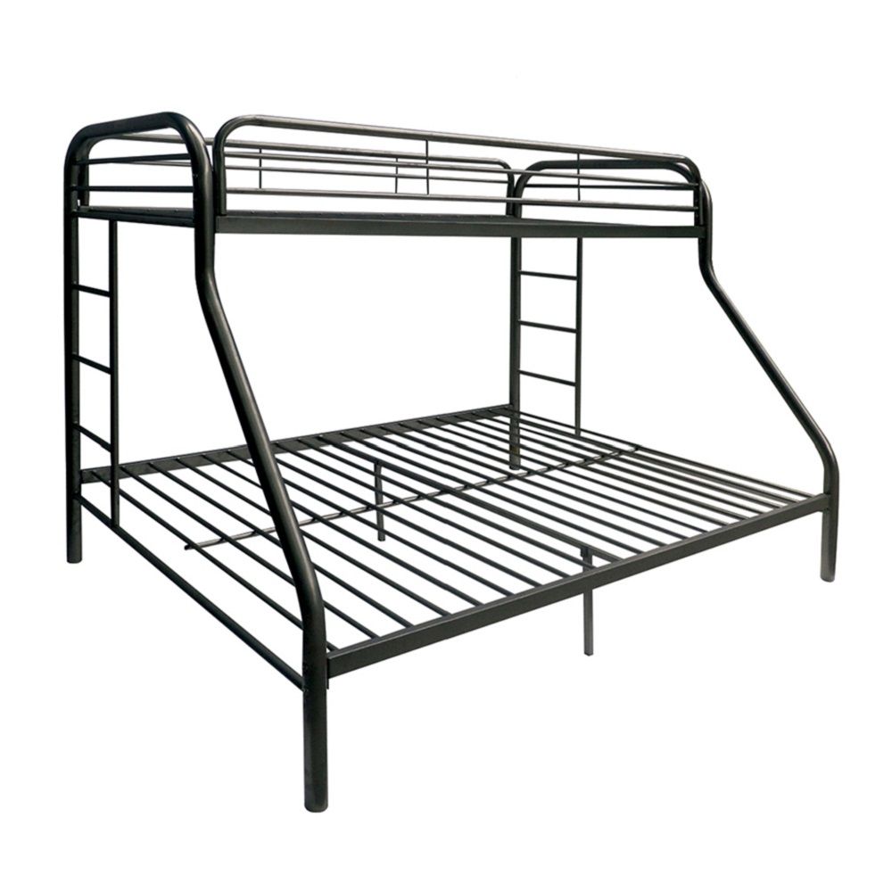 White Twin Over Full Contemporary Metal Bunk Bed