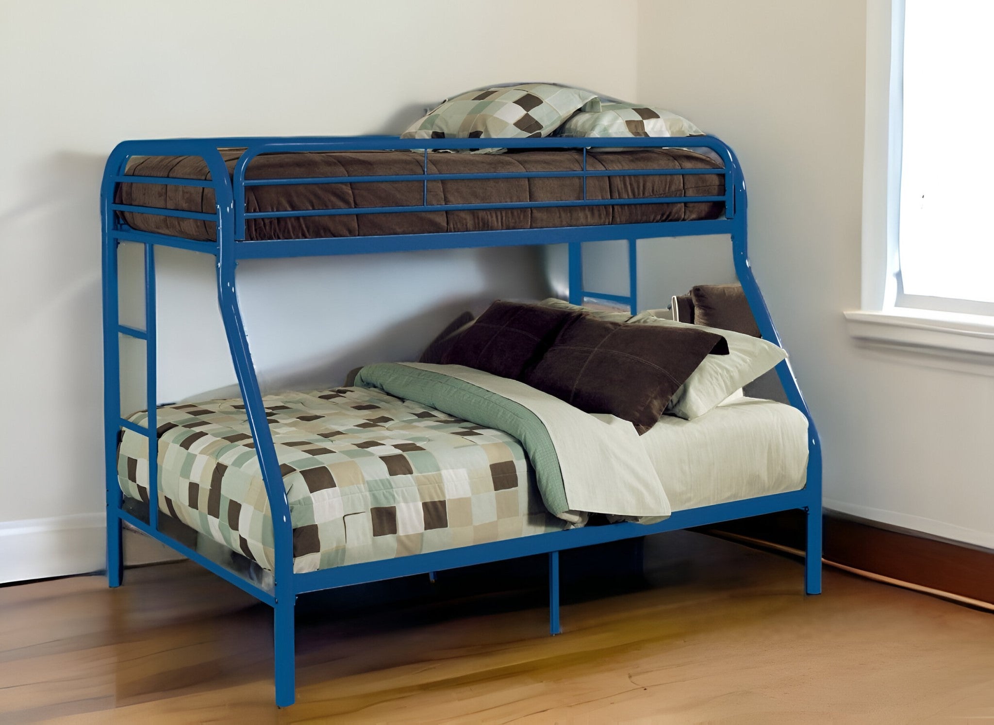 White Twin Over Full Contemporary Metal Bunk Bed