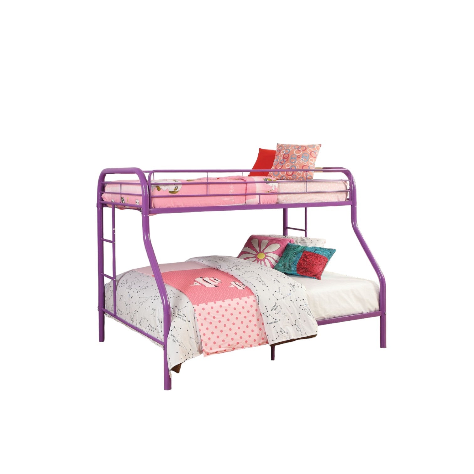 White Twin Over Full Contemporary Metal Bunk Bed