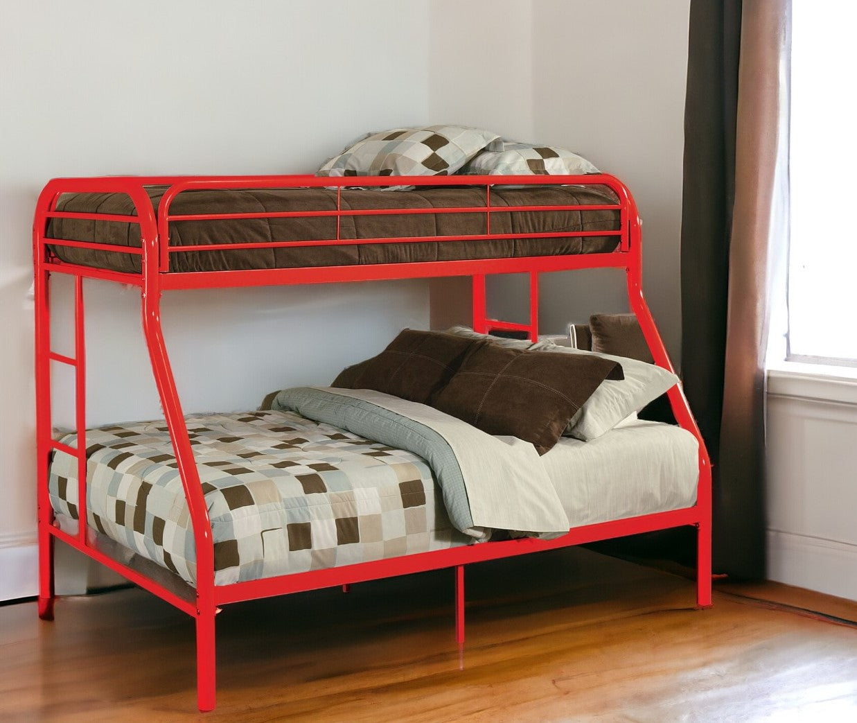 White Twin Over Full Contemporary Metal Bunk Bed