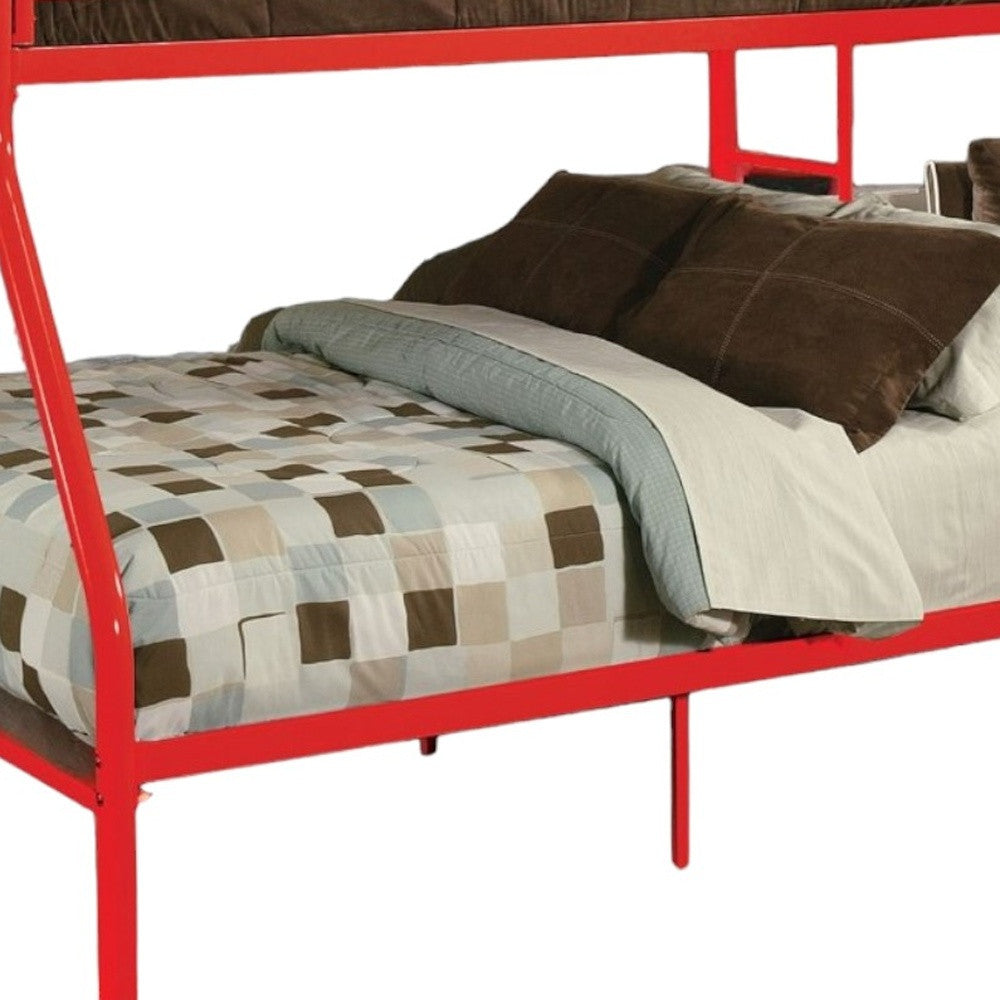 White Twin Over Full Contemporary Metal Bunk Bed