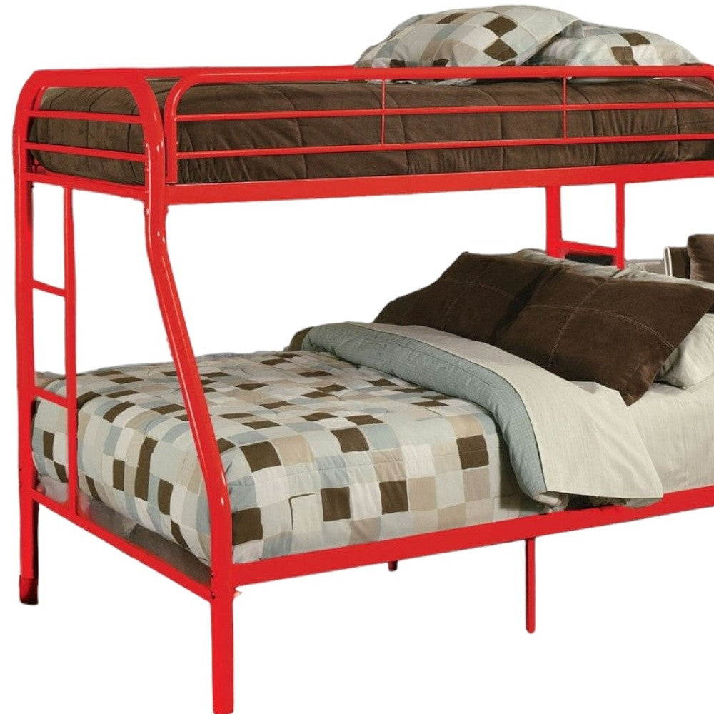 White Twin Over Full Contemporary Metal Bunk Bed