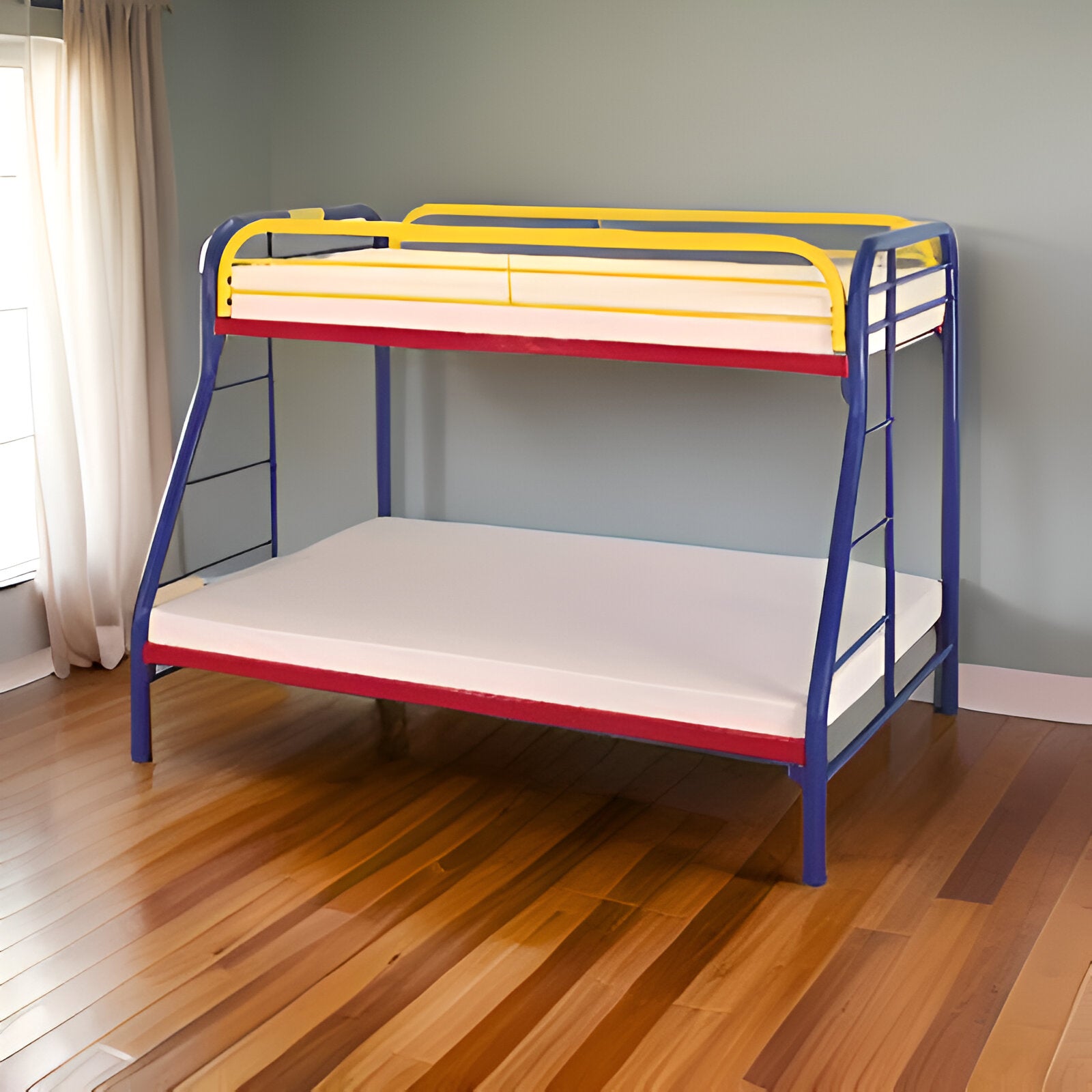 White Twin Over Full Contemporary Metal Bunk Bed