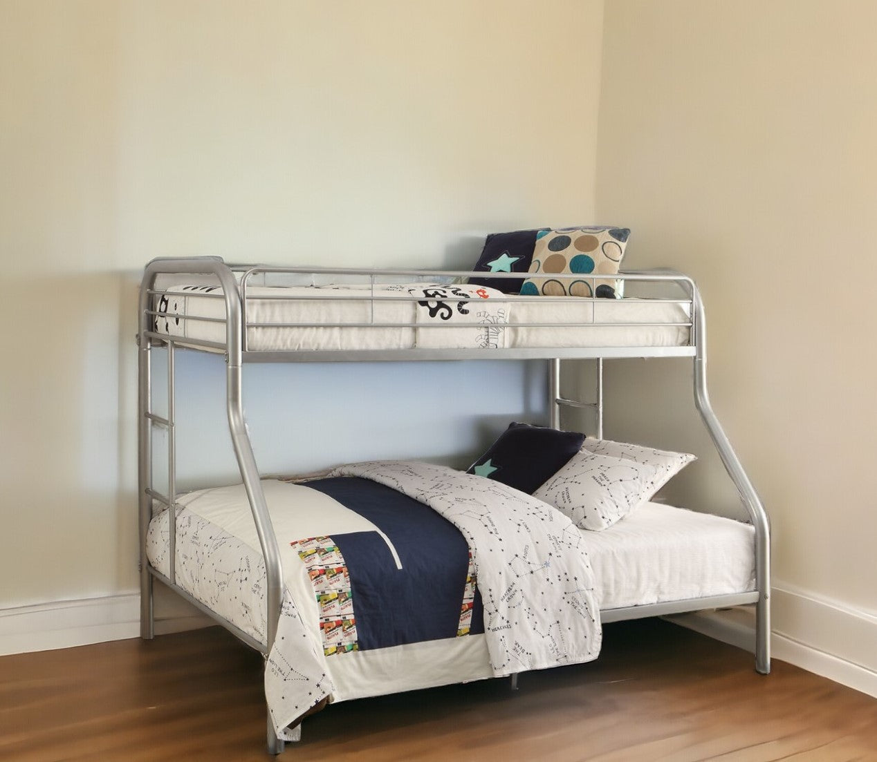 White Twin Over Full Contemporary Metal Bunk Bed