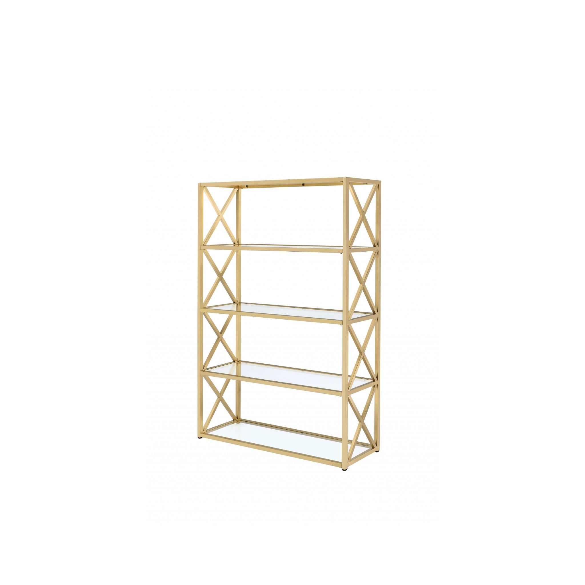 77" Gold Metal Four Tier Etagere Bookcase