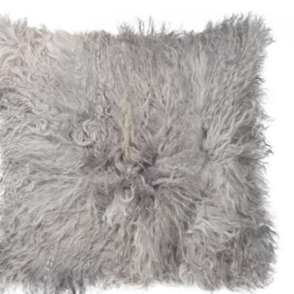 18" Natural Sheepskin Throw Pillow