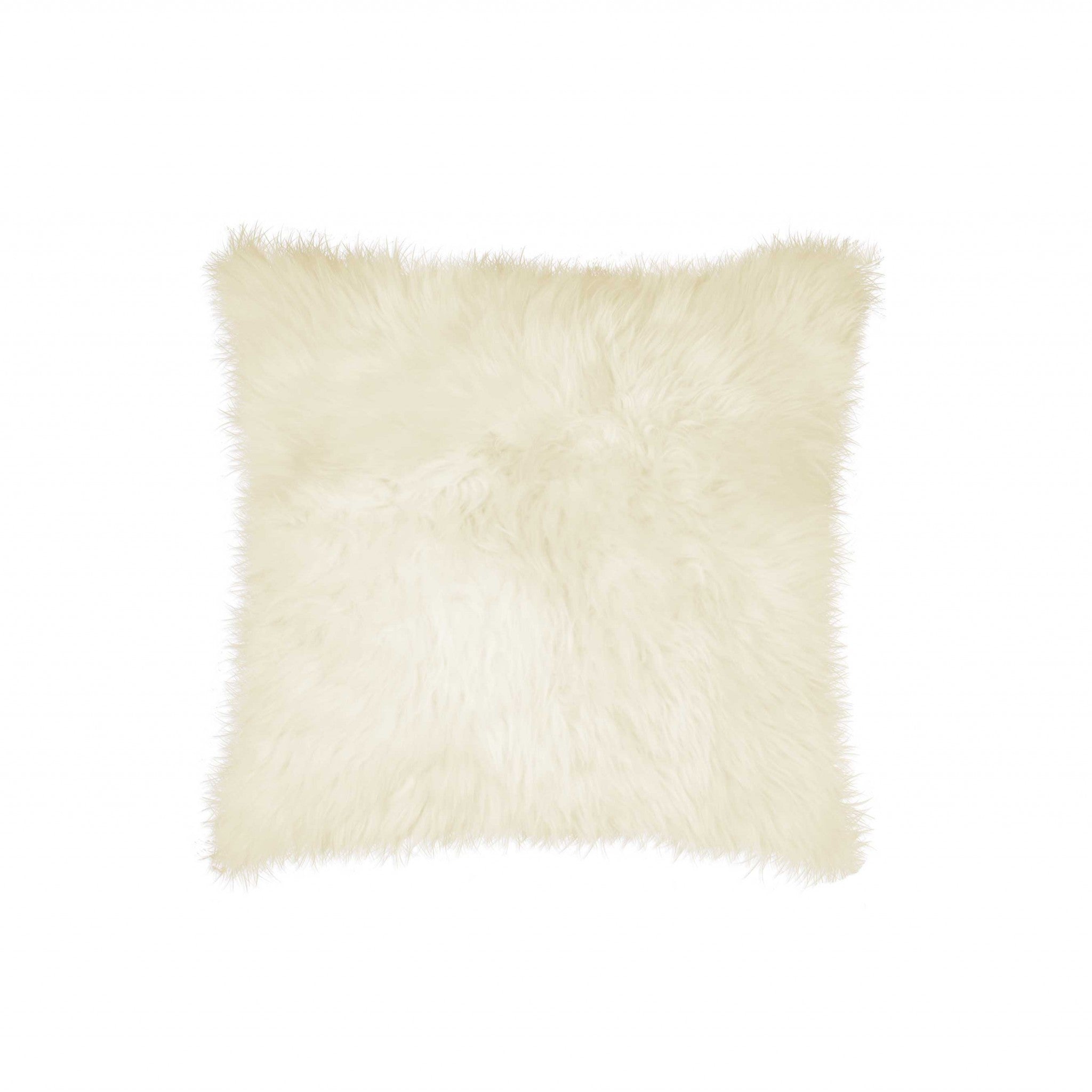 18" Natural Sheepskin Throw Pillow