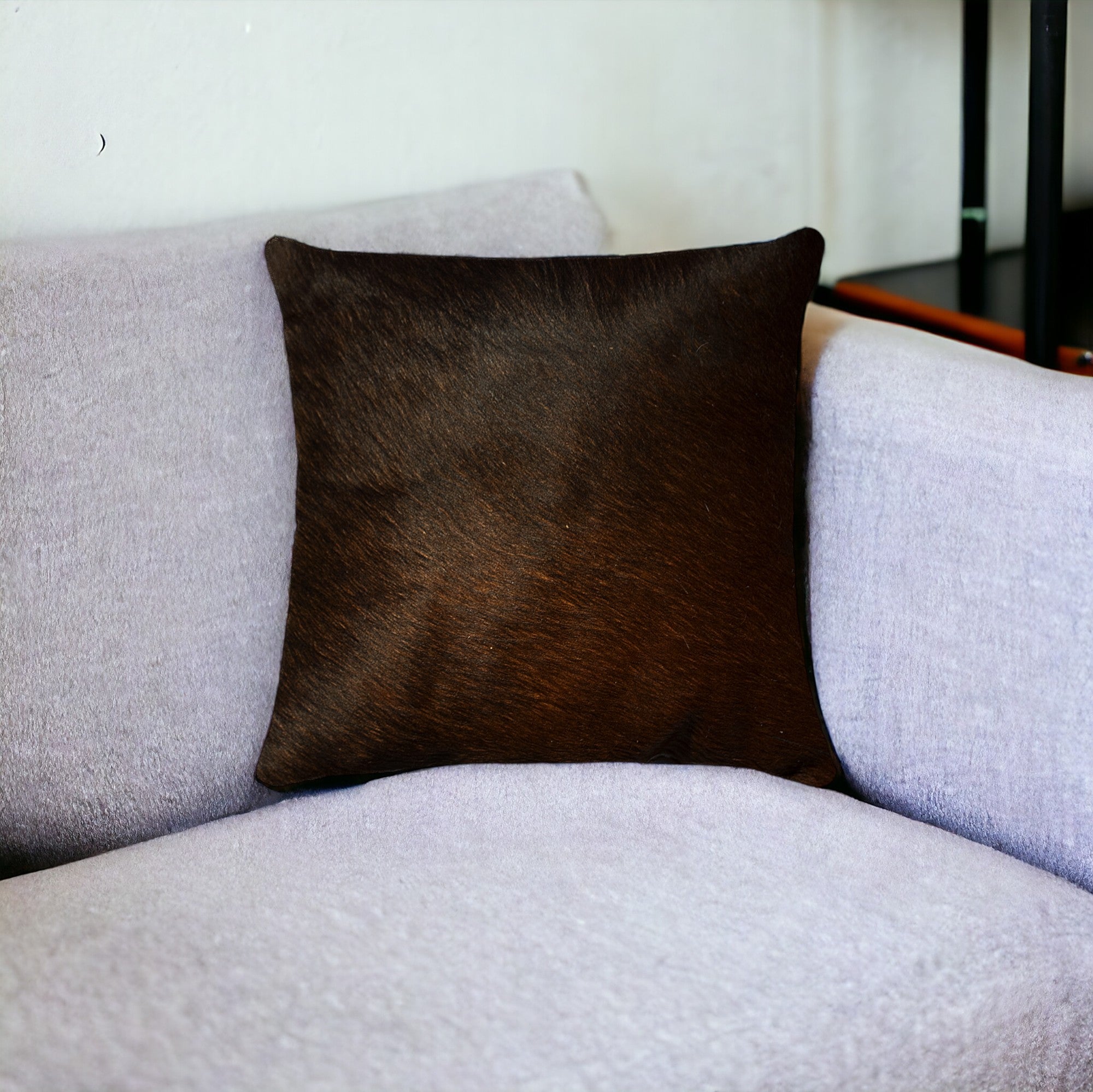 18" X 18" X 5" Brown And White Cowhide  Pillow