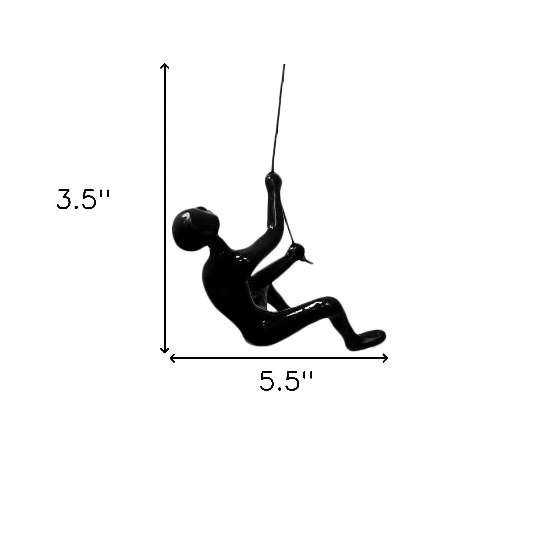 6" Black Unique Climbing Man With Rope Wall Art