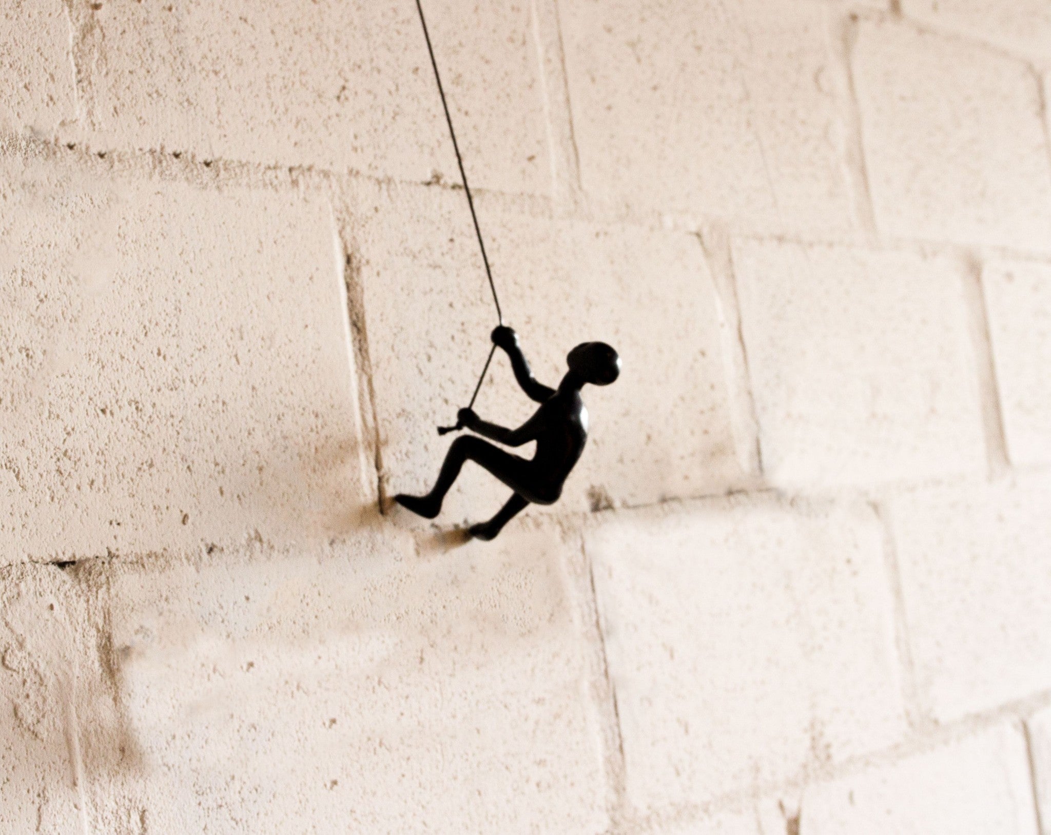 6" Black Unique Climbing Man With Rope Wall Art